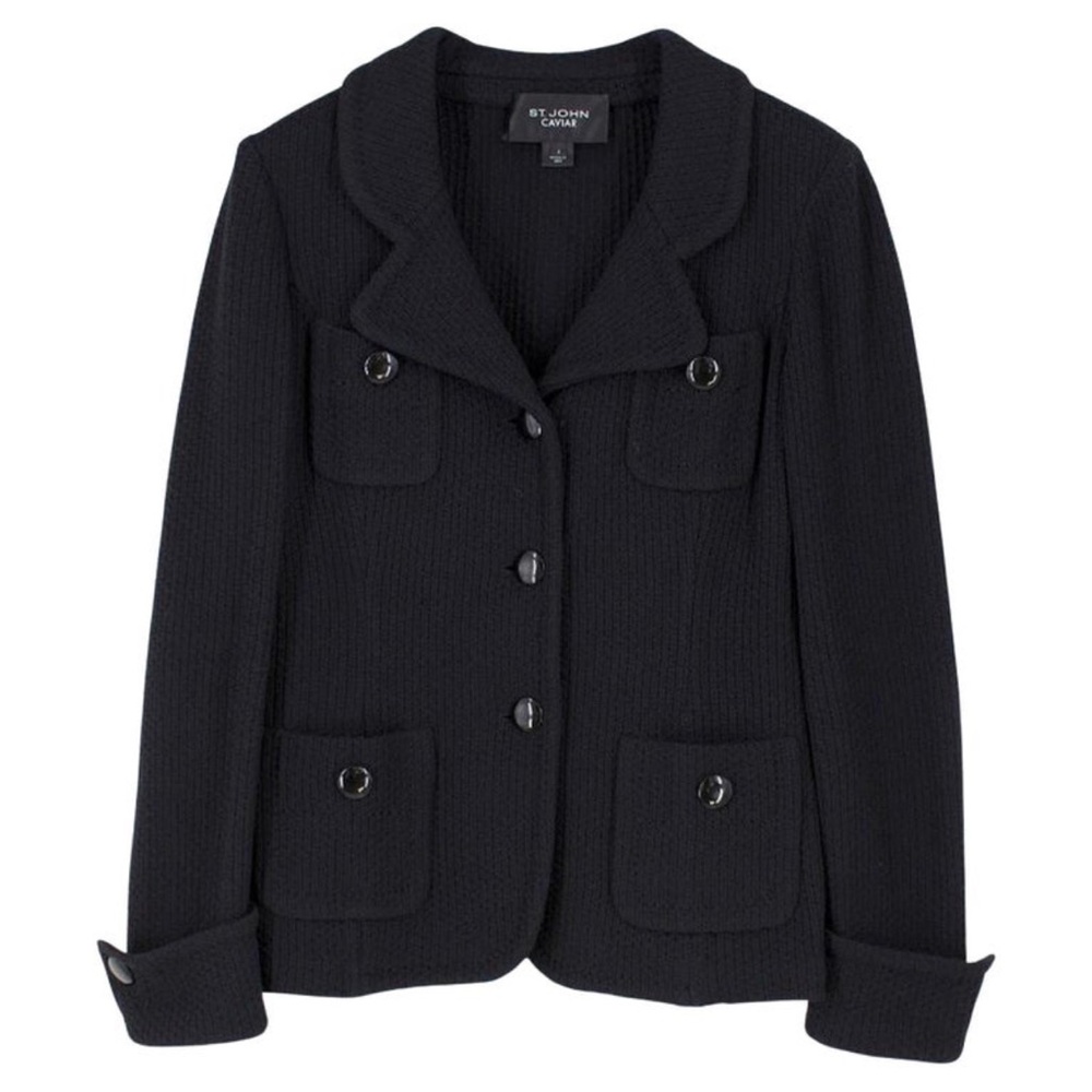 St. John Caviar knit black jacket in EXCELLENT condition - Picture 3 of 7